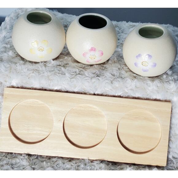 Vintage New Partylite Springtine Garden Globes with Wooden Tray Cottagecore Boho - Picture 2 of 7